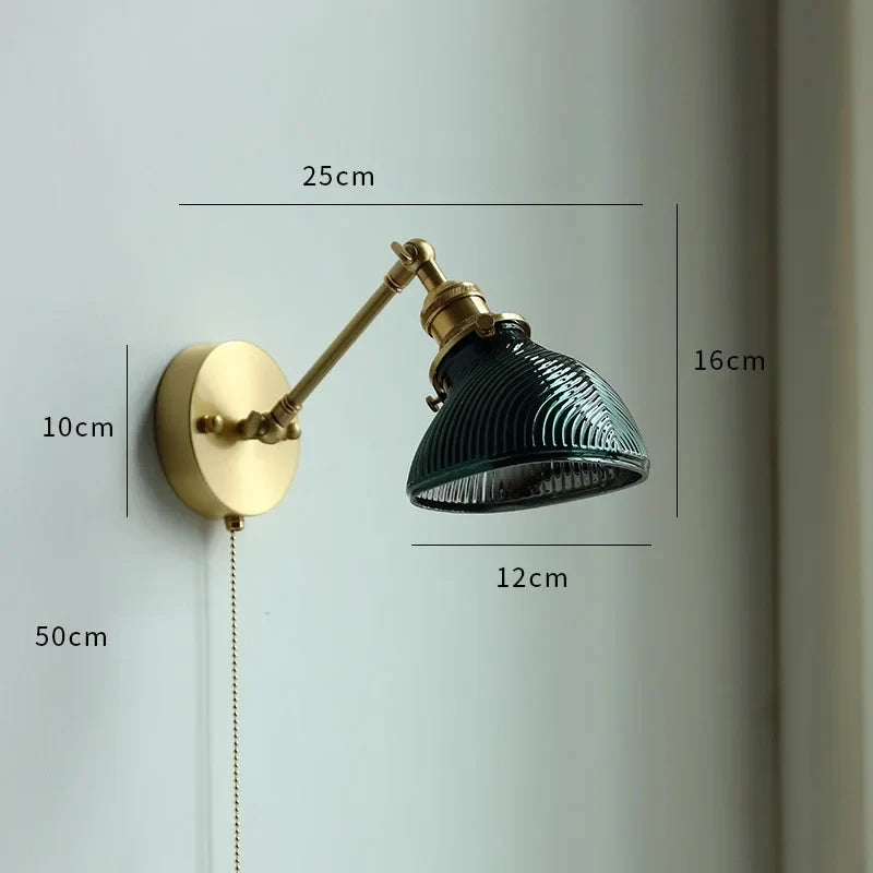 Helnys Glass LED Mirror Light Pull Chain Switch Wall Sconce_Luminaria