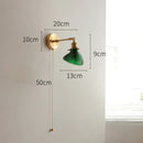 Helnys Green Glass LED Wall Lights with Pull Chain Switch
