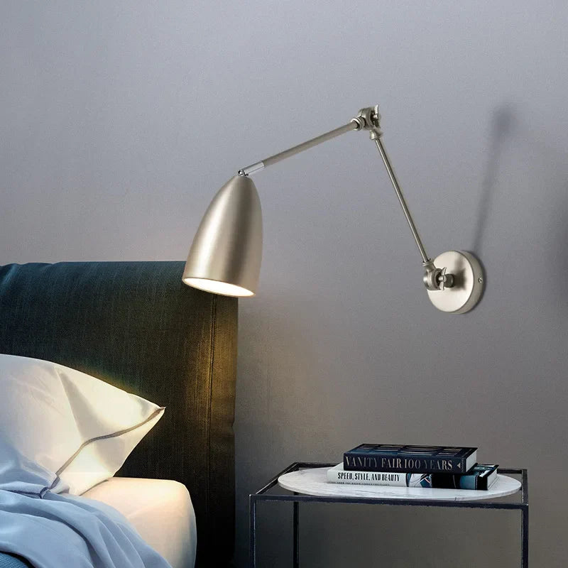 Helnys Nordic Swing Arm Wall Lamp for Bedroom Study Living Room Lighting