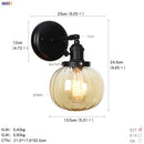 Helnys Industrial Glass Ball Wall Sconce Black Wall Light for Bathroom Mirror