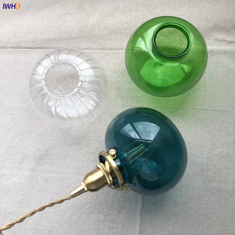 Helnys Glass Ball Pendant Lights: Nordic Modern Bedroom/Bathroom Mirror Lamp