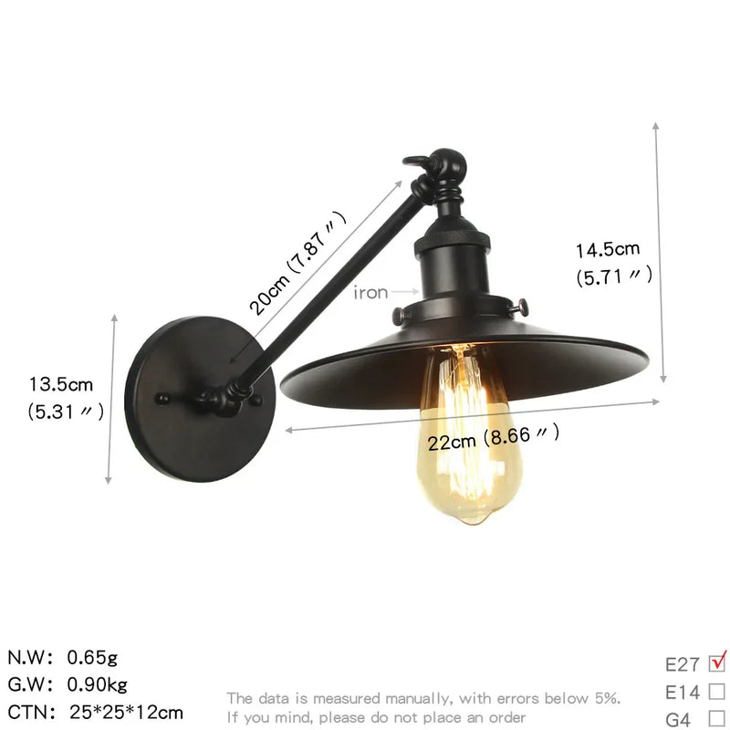 Helnys Retro Wall Light Up Down Bedroom Stair Loft Vintage Sconce LED Wall Lamp