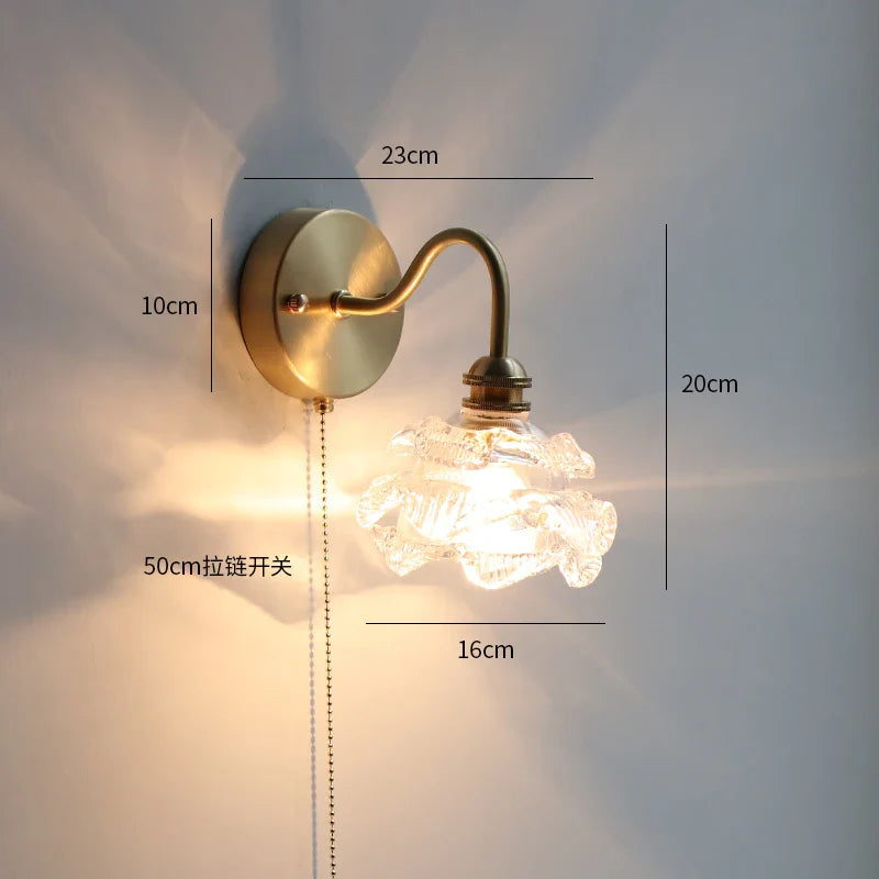 Helnys Nordic Copper Wall Sconce with Pull Chain Switch - Modern LED Light