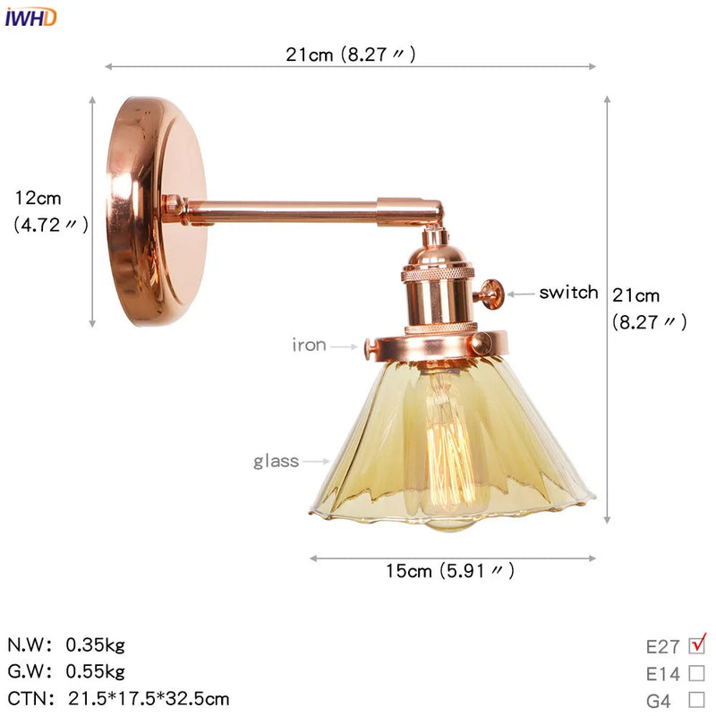 Helnys Ceramic LED Wall Sconce Rose Gold Bedroom Stair Light