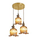 Helnys Amber Glass LED Pendant Lights - Modern Nordic Copper Hanging Lamp