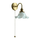 Helnys White Glass LED Wall Light with Pull Chain Switch - Copper Nordic Wall Sconce