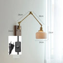 Helnys Copper Swing Arm Wall Lamp Sconce - LED Bedroom Living Room Light