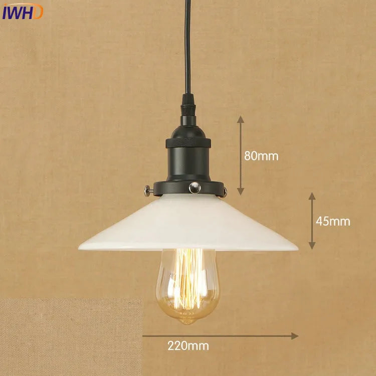 Helnys Industrial Glass LED Pendant Light Fixture Loft Vintage American Style
