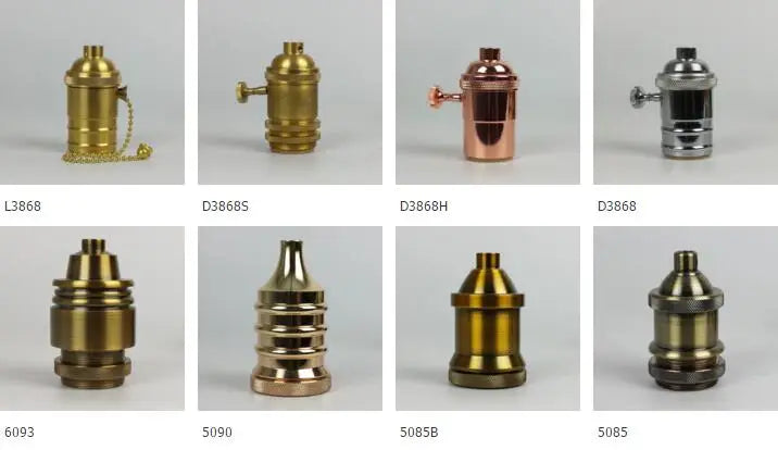 Helnys Industrial Brass Lamp Holder E27 Socket for Pendant Light