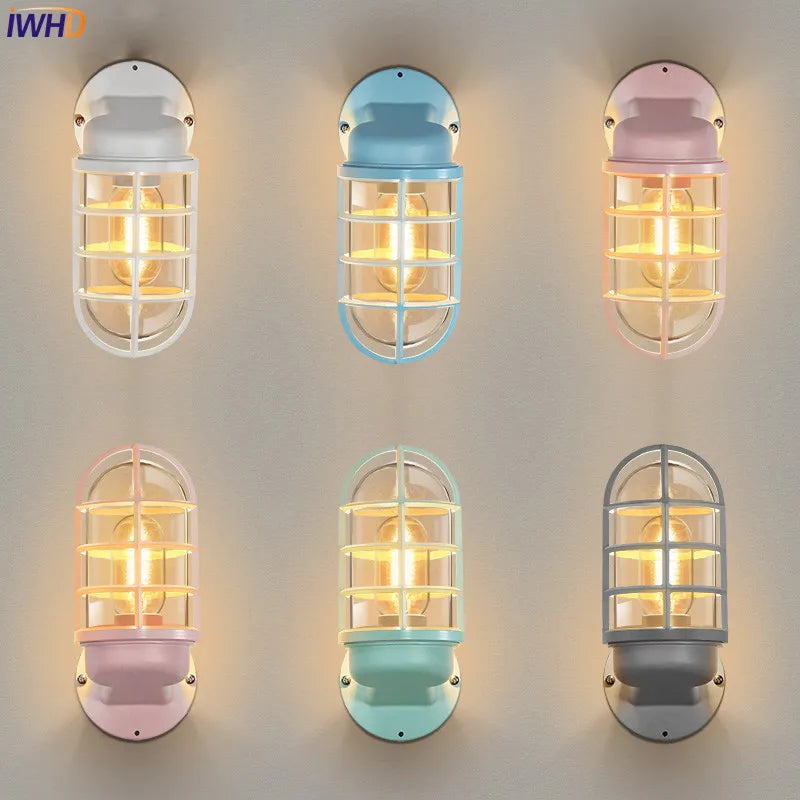 Helnys Nordic LED Wall Light Glass Shade Outdoor Wall Lamp for Courtyard & Porch