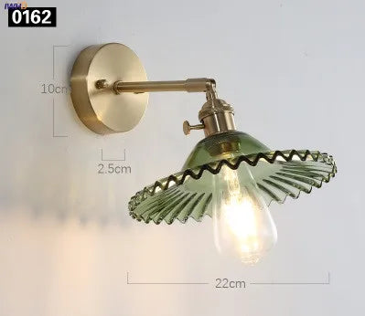 Helnys Copper Glass LED Wall Sconce - Retro Vintage Wall Lamp Fixtures