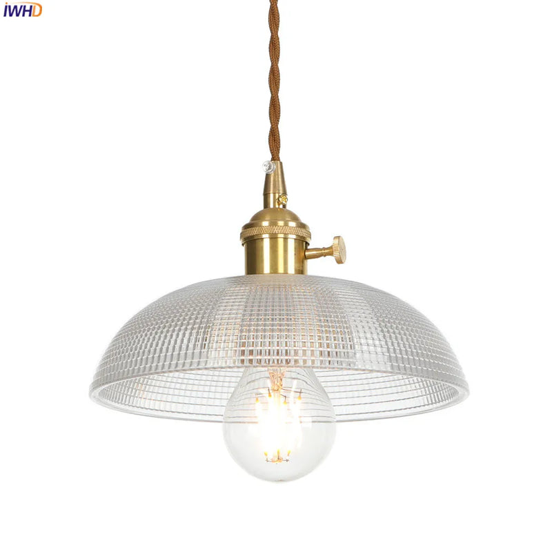 Helnys Nordic Copper Glass Pendant Light Industrial Style LED Hanging Lamp