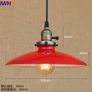 Helnys Vintage Industrial Pendant Light with White Metal Plate Shade