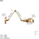 Helnys Vintage LED Wall Lamp with Adjustable Swing Arm