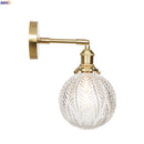 Helnys Retro LED Glass Ball Wall Light Sconce - Vintage Copper Finish