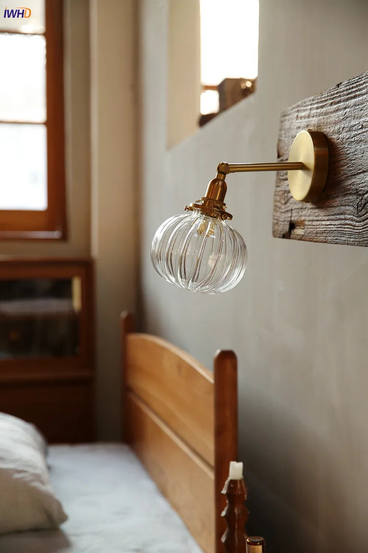 Helnys Nordic Copper Wall Lamp Modern Glass Ball Wall Lights Fixtures