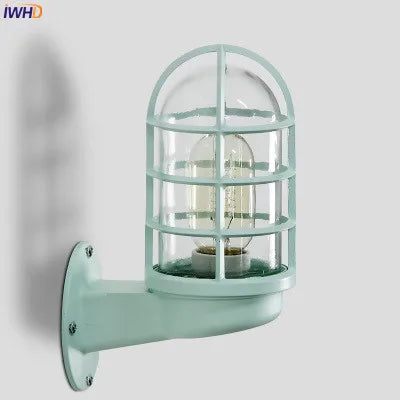 Helnys Nordic LED Wall Light Glass Shade Outdoor Wall Lamp for Courtyard & Porch