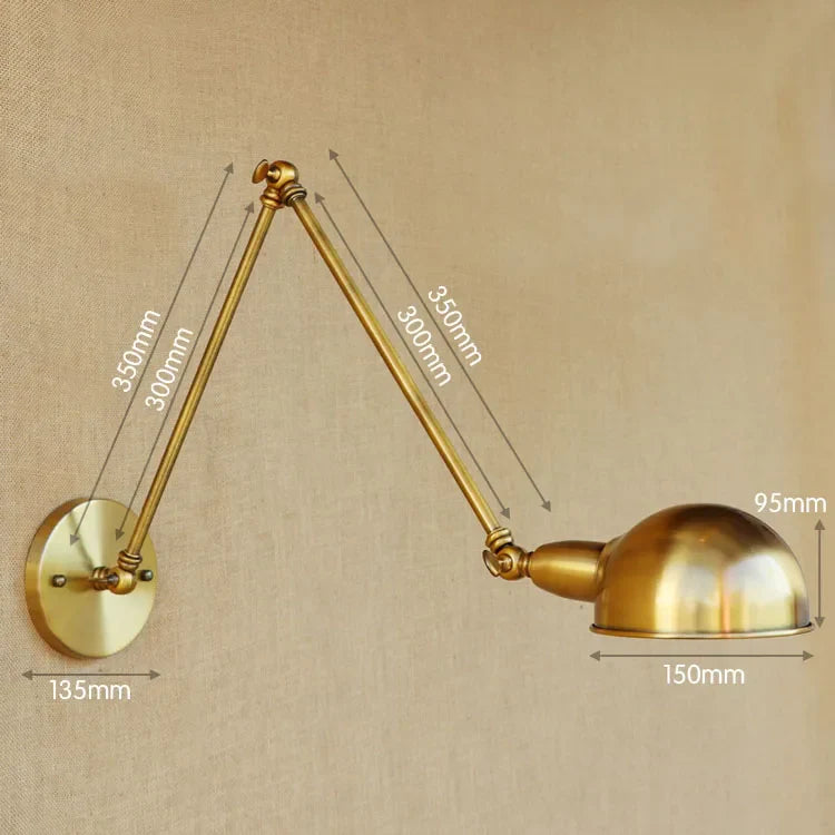 Helnys Industrial Vintage Wall Lamp Sconce Swing Arm Adjustable Loft Lighting