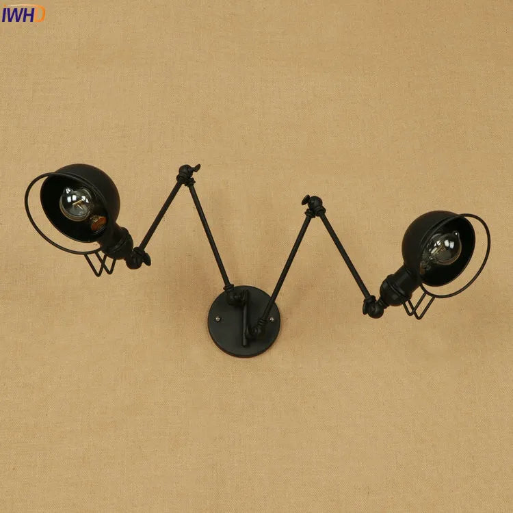 Helnys Vintage Black Swing Arm LED Wall Sconce