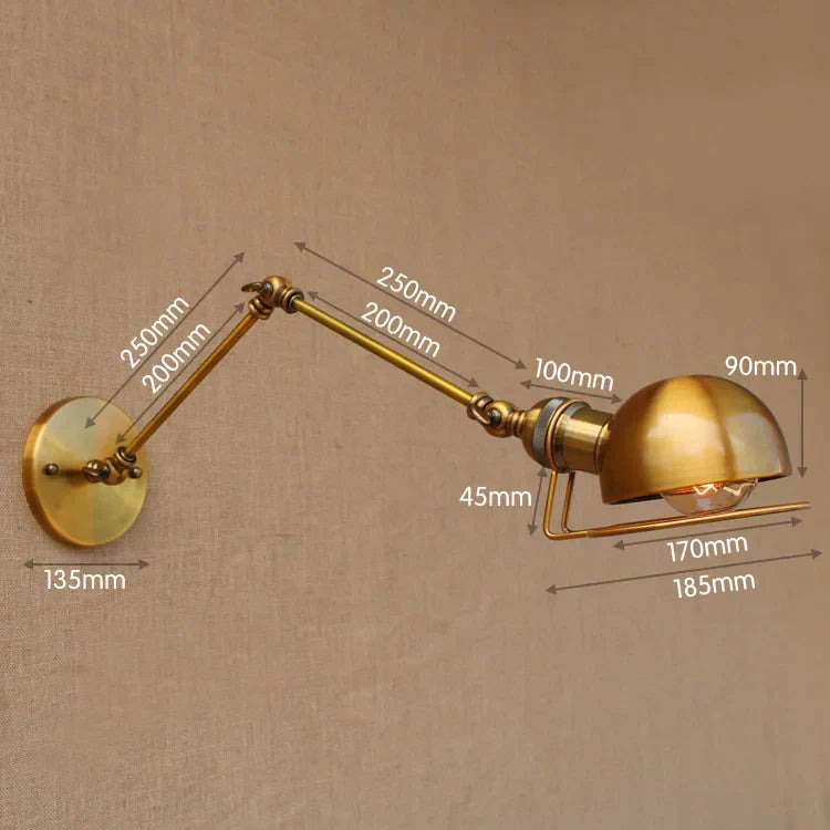 Helnys Industrial Swing Arm Wall Sconce Retro Vintage Wall Lamp