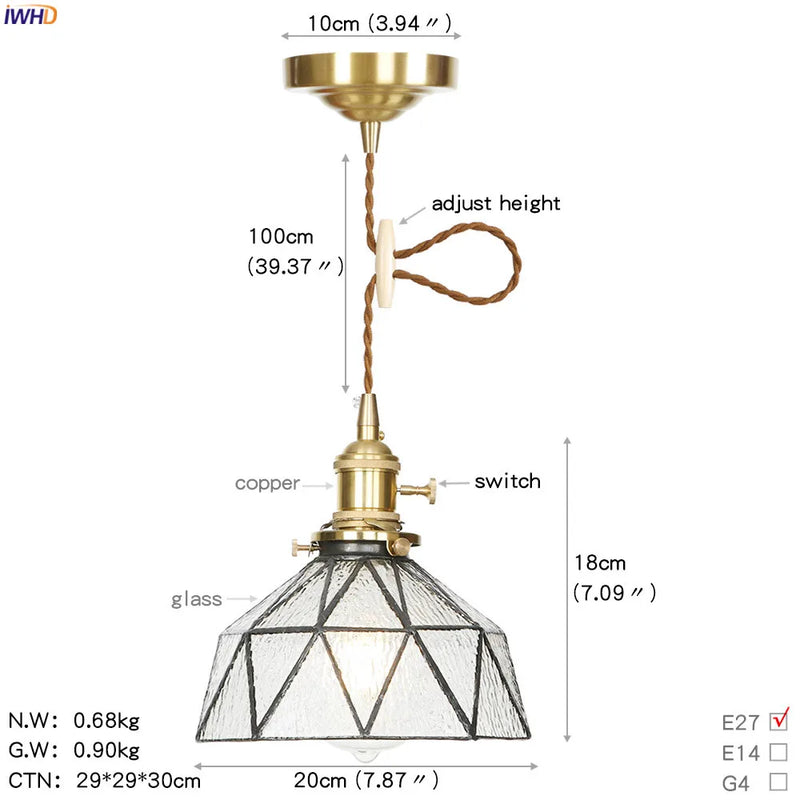 Helnys Nordic LED Glass Pendant Lamp for Modern Home Lighting