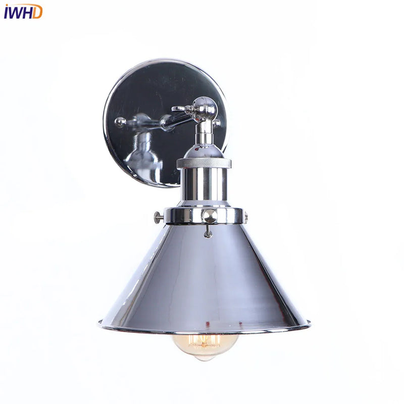 Helnys Vintage Silver Wall Lamp Industrial Sconces Retro Lighting