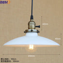 Helnys Vintage Industrial Pendant Light with White Metal Plate Shade