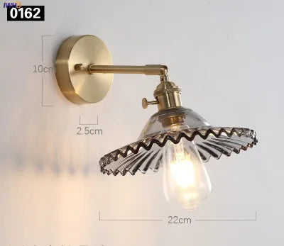 Helnys Copper Glass LED Wall Sconce - Retro Vintage Wall Lamp Fixtures