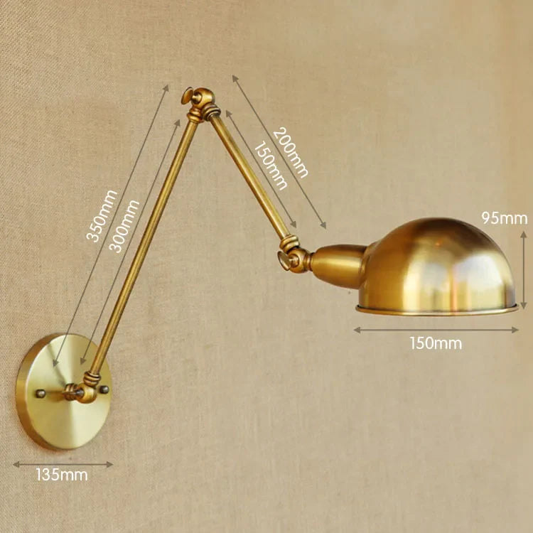 Helnys Industrial Vintage Wall Lamp Sconce Swing Arm Adjustable Loft Lighting