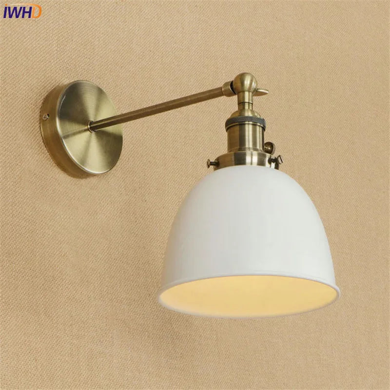 Helnys White Brass Retro Wall Lights 4W LED Edison Industrial Vintage Arm Wall Lamp