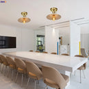 Helnys Nordic White Ceramic LED Ceiling Light Copper Ceiling Lamp Plafonnier