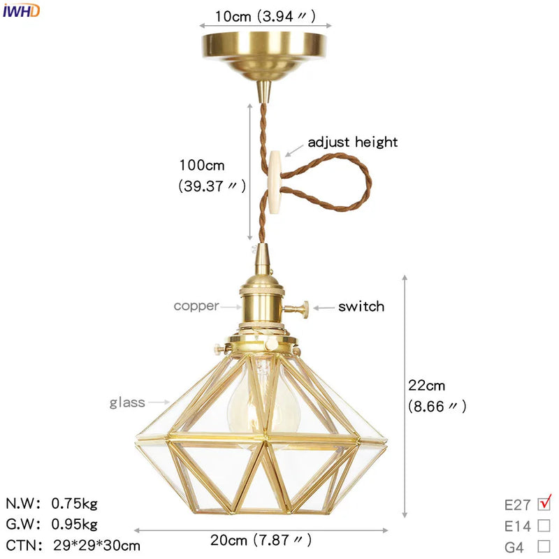Helnys Nordic LED Glass Pendant Lamp for Modern Home Lighting