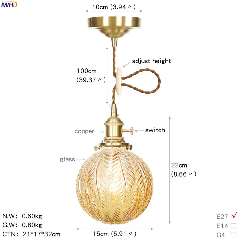 Helnys Nordic LED Glass Pendant Lamp for Modern Home Lighting