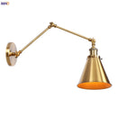 Helnys Gold LED Swing Arm Wall Light - Antique Industrial Decor