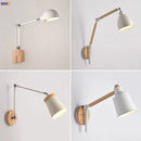 Helnys Wooden Nordic LED Wall Light Swing Arm Wall Lamp Fixtures