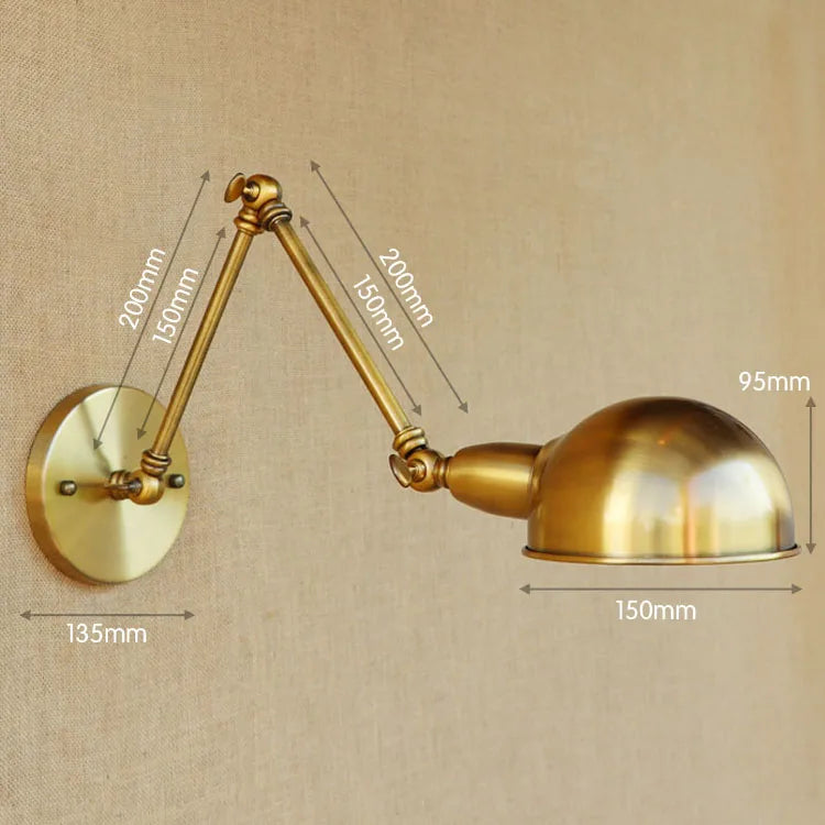 Helnys Industrial Vintage Wall Lamp Sconce Swing Arm Adjustable Loft Lighting