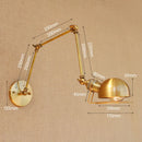 Helnys Antique Brass Industrial Swing Arm Wall Sconce Lamp - Vintage Loft Edison Style