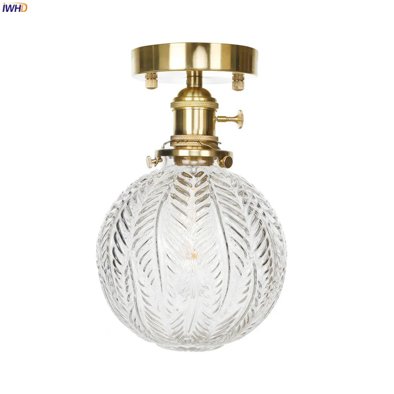 Helnys Copper Glass Ball Ceiling Light - Nordic Japan Style LED Lampara De Techo