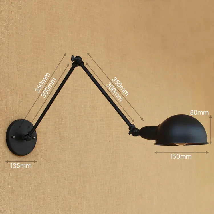 Helnys Industrial Vintage Wall Lamp Sconce Swing Arm Adjustable Loft Lighting
