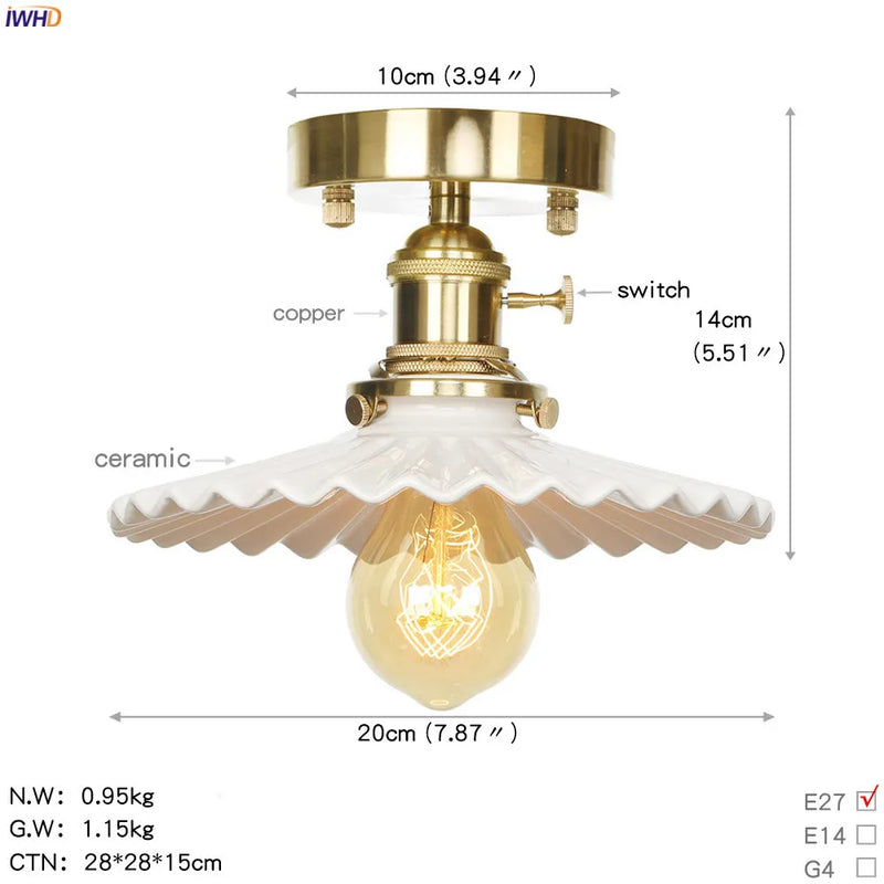Helnys Copper Glass Ball Ceiling Light - Nordic Japan Style LED Lampara De Techo