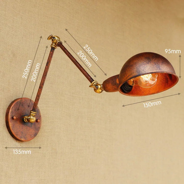 Helnys Industrial Vintage Wall Lamp Sconce Swing Arm Adjustable Loft Lighting