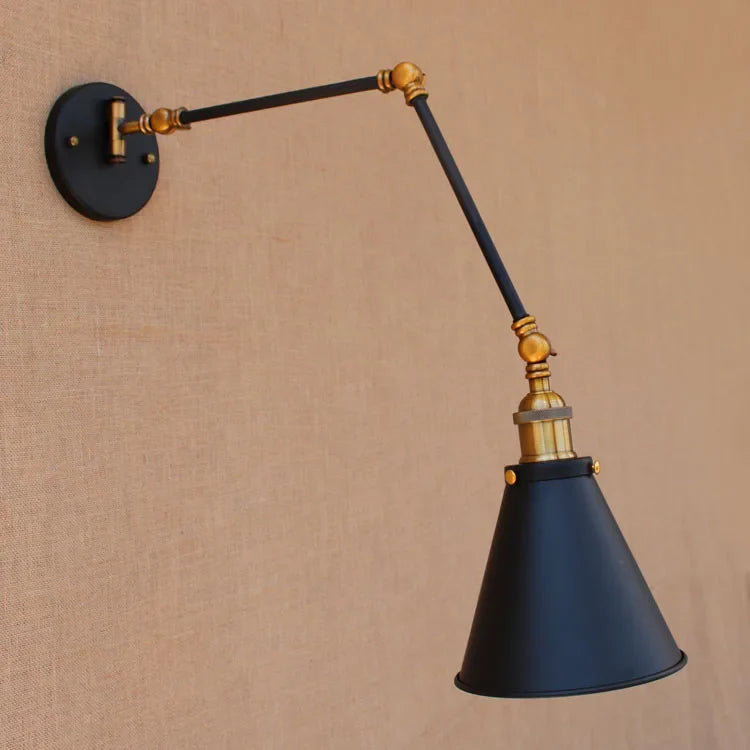 Helnys Industrial Wall Sconce Swing Arm Lamp Retro Loft Style LED Wall Light