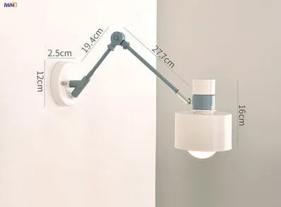 Helnys Wooden Nordic LED Wall Light Swing Arm Wall Lamp Fixtures