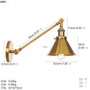 Helnys Gold Swing Arm Wall Lamp Industrial Retro Vintage Sconce