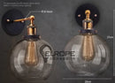 Helnys Industrial Wall Sconce with Glass Lampshade, Vintage Retro Loft Wall Lamp