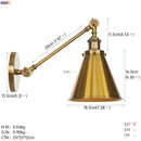 Helnys Gold Swing Arm Wall Lamp Industrial Retro Vintage Sconce