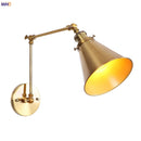 Helnys Gold LED Swing Arm Wall Light - Antique Industrial Decor