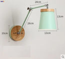 Helnys Wooden Nordic LED Wall Light Swing Arm Wall Lamp Fixtures