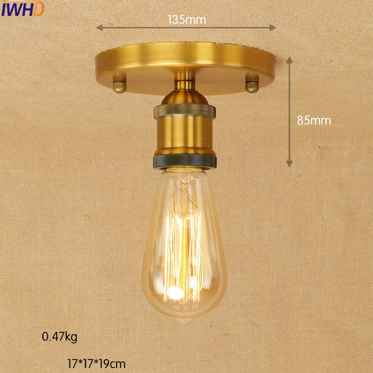 Helnys Industrial Vintage Copper Edison LED Ceiling Light Fixture