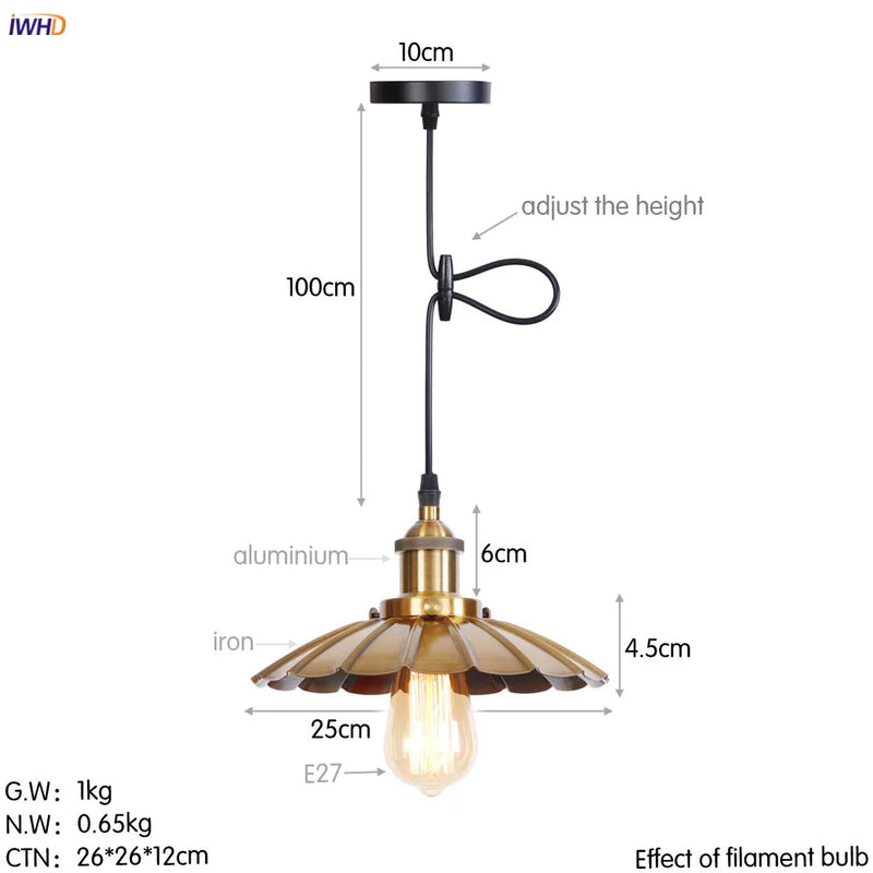 Helnys Retro LED Pendant Light for Dining Room Decor